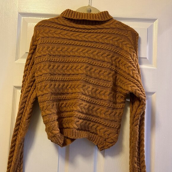 Women's Double Zero Crossover Front Brown Sweater Size S - Picture 2 of 5